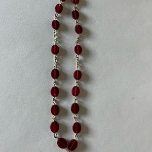 Acrylic flat red bead link necklace